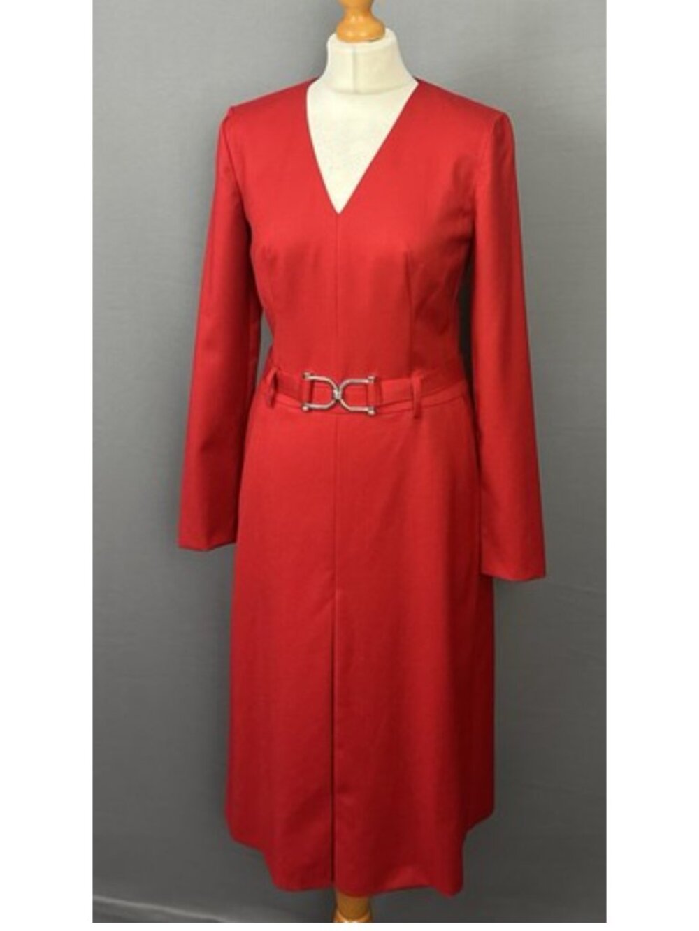 New HUGO BOSS DEBULA DRESS - RED VIRGIN WOOL - Women's Size IT 40 - UK 8 - US 4